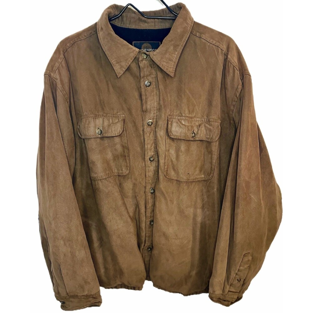 Weatherproof Garment Co. Harrington Bomber Jacket Men's Suede Brown Size XXL